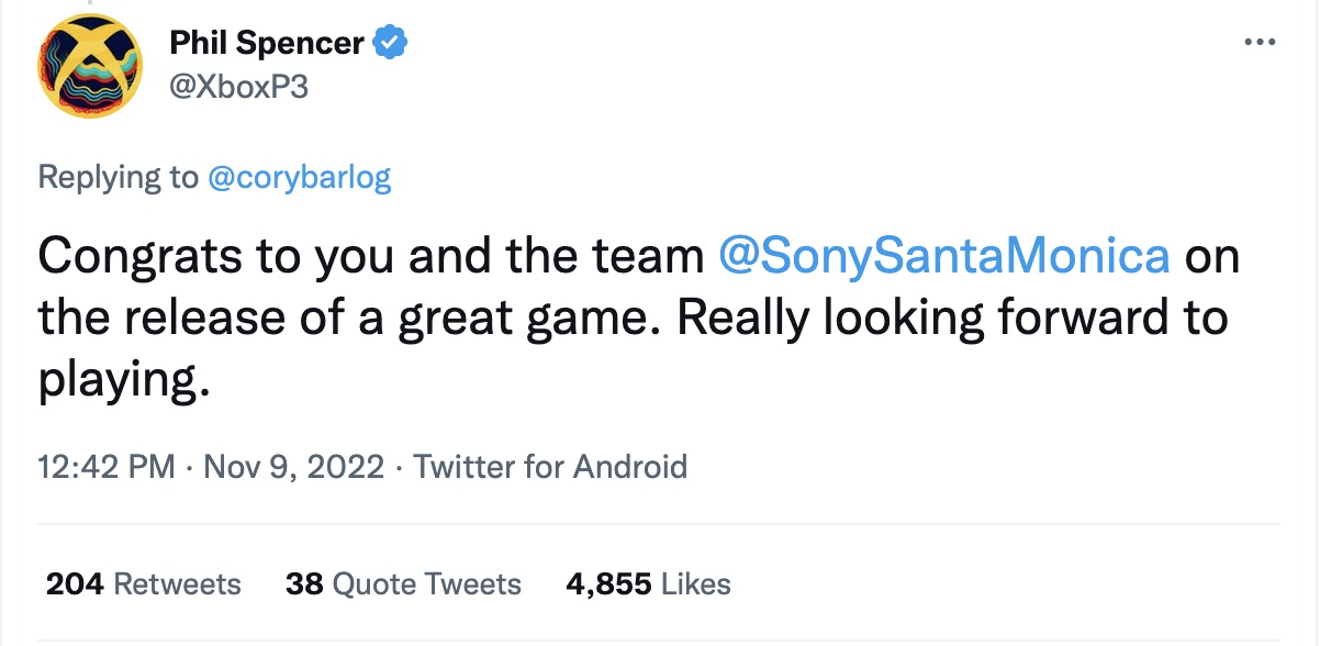 Tweet You Retweeted Phil Spencer Had good calls this week with leaders at  Sony. I confirmed