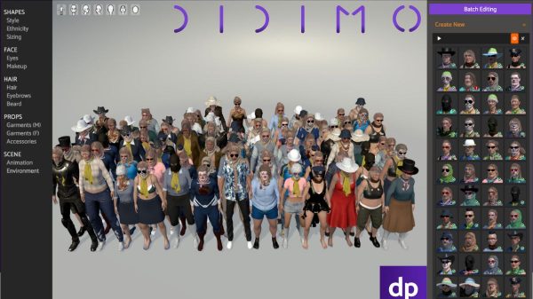 Screenshot of Popul8 by Didimo for 3D character creation.